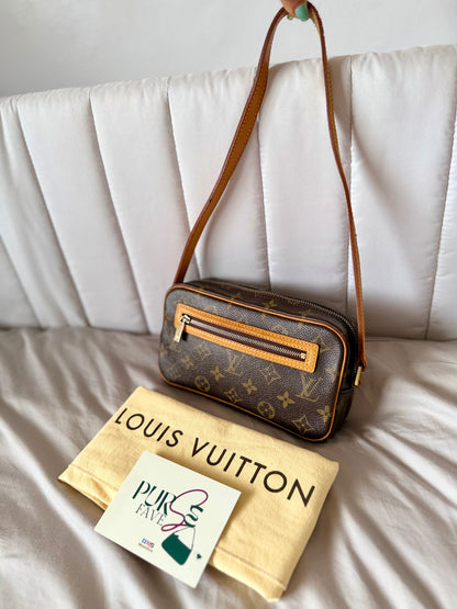 Authentic LOUIS VUITTON Pochette Cité Brown Monogram Canvas Shoulder Bag