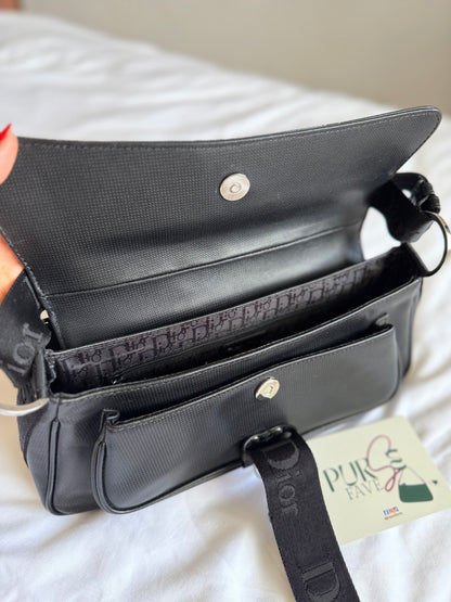 Authentische Christian Dior Hardcore Vintage Schultertasche aus schwarzem Leder