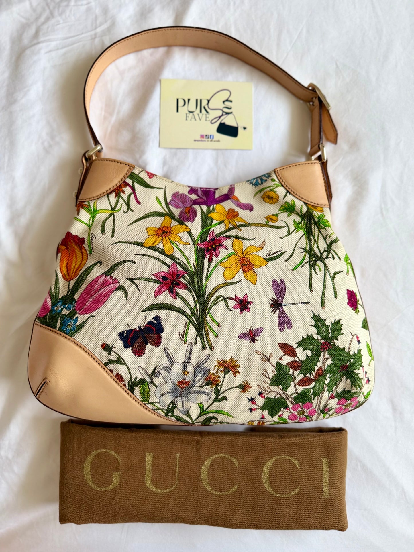 Authentic Vintage GUCCI Hasler Horsebit Flora Canvas Hobo Shoulder Bag
