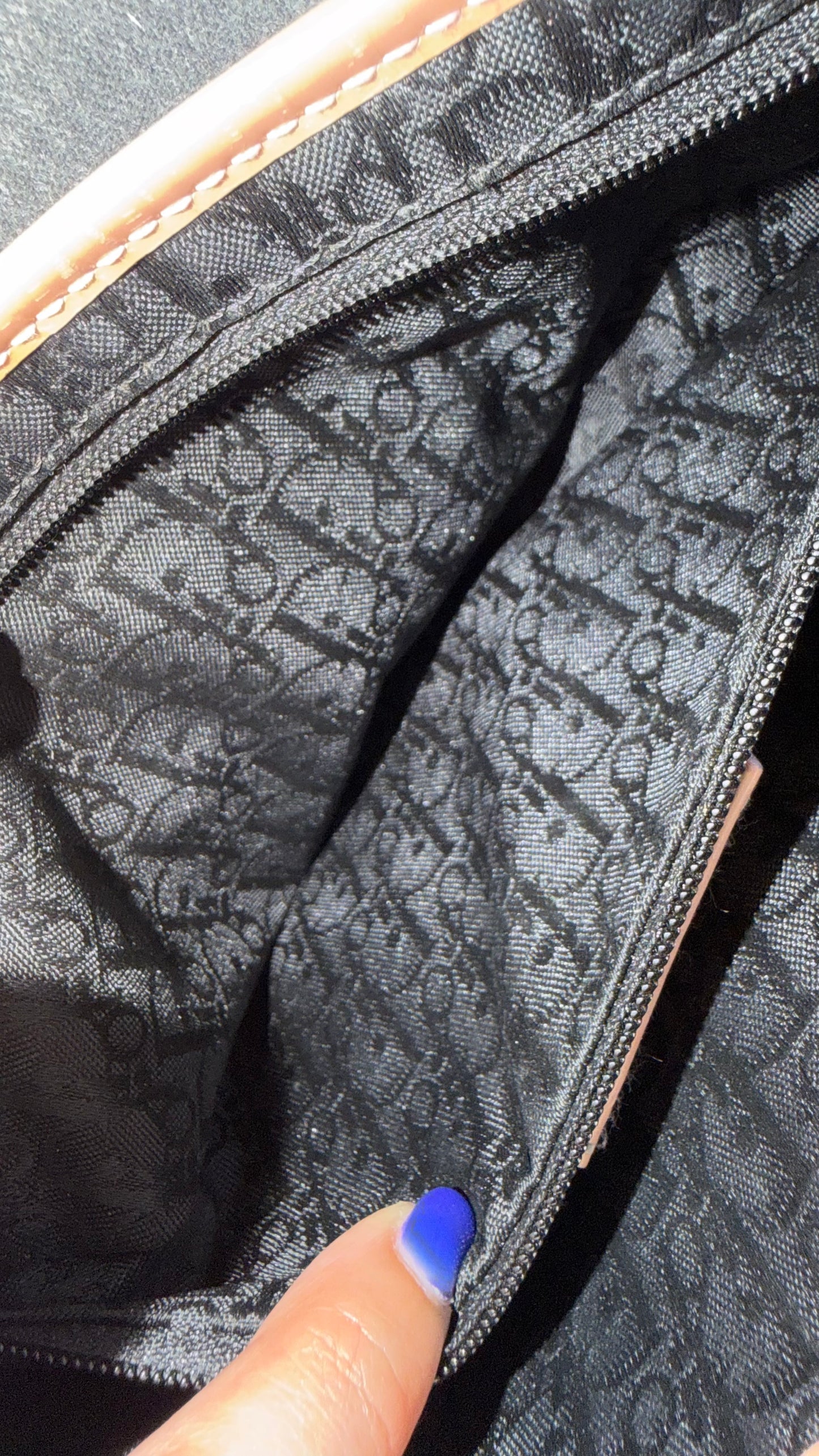 Authentic Vintage CHRISTIAN DIOR Dark Grey Denim with Pocket Saddle Shoulder Bag