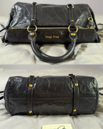 Authentic MIU MIU Vitello Lux Fomo Bow Satchel Crossbody Bag