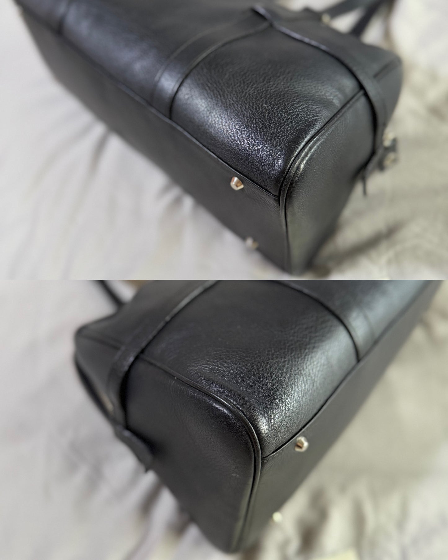 Authentic CHRISTIAN DIOR Spellout D-Charm Black Leather Bowler Boston Shoulder Bag