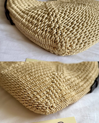 Authentic Vintage YVES SAINT LAURENT Mombasa Raffia by Tom Ford Horn Hobo Shoulder Bag