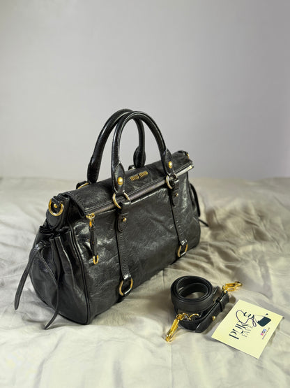 Authentic MIU MIU Vitello Lux Fomo Bow Satchel Crossbody Bag