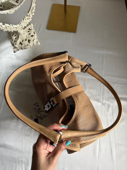 Authentic GUCCI Perforated Leather Jackie x Bardot Tan Hobo Shoulder Bag w/ Pouch (Rare/Limited)