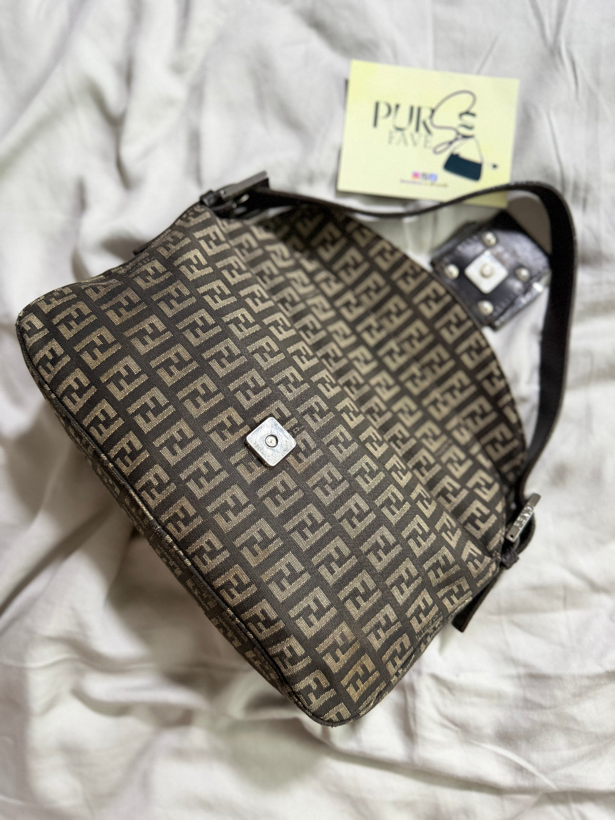 Fendi Zucchino Double Flap Baguette