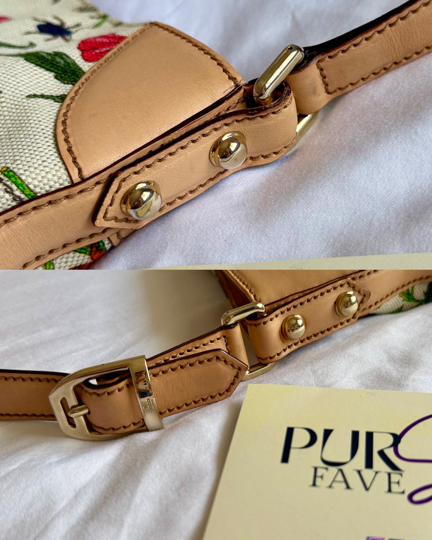 Authentic Vintage GUCCI Hasler Horsebit Flora Canvas Hobo Shoulder Bag