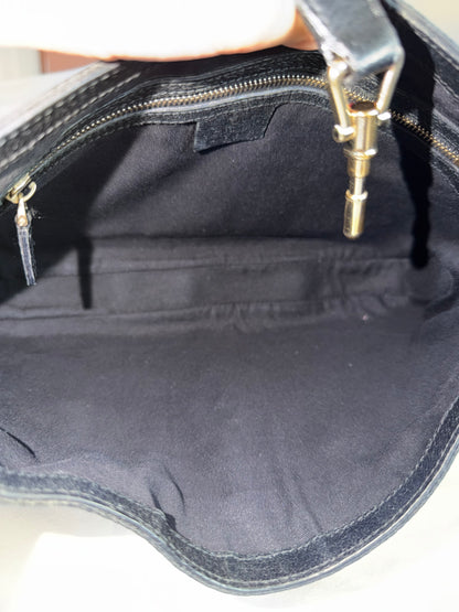 Authentic GUCCI Jackie 1961 Medium Black GG Monogram Canvas Hobo Shoulder Bag