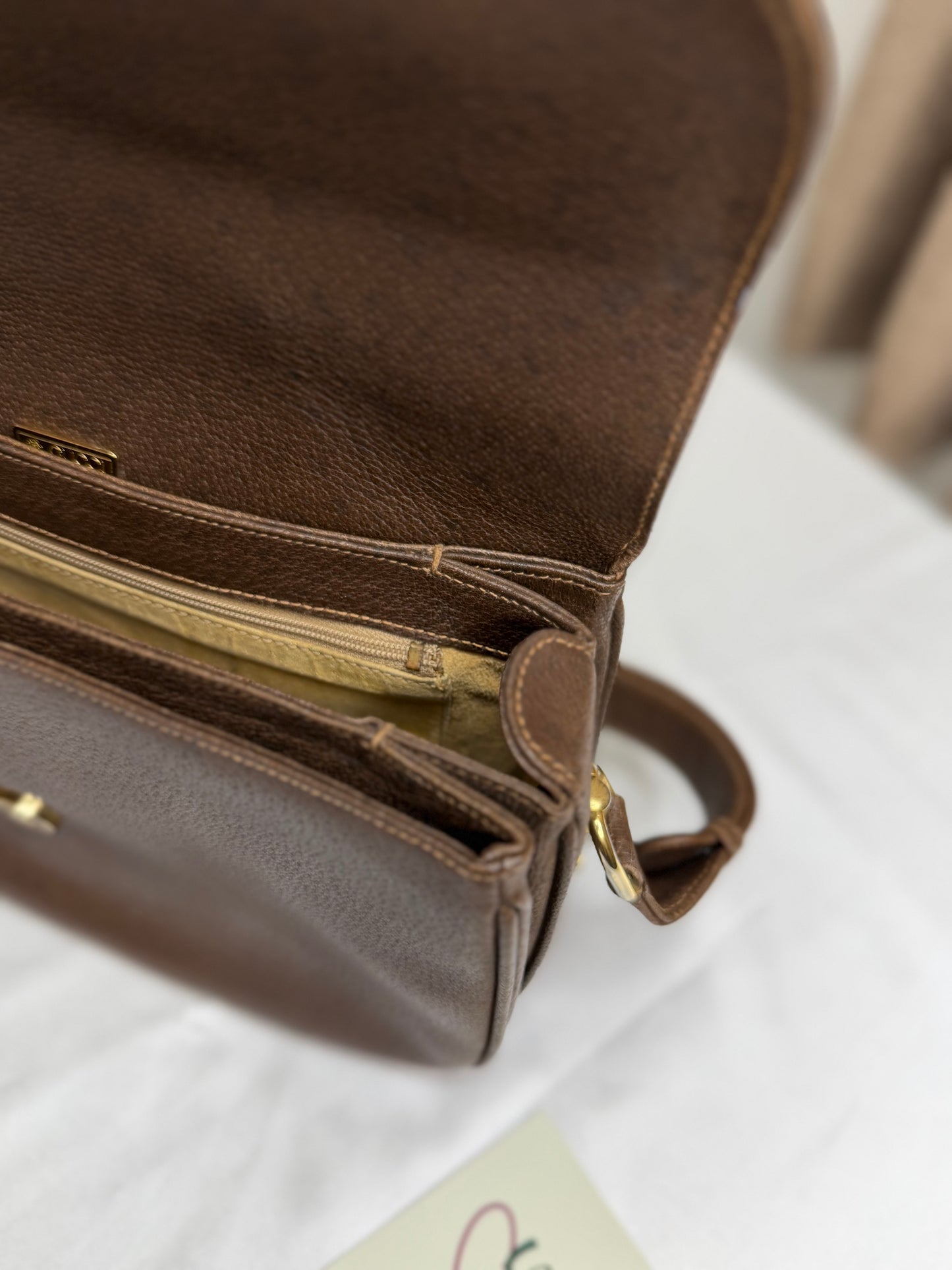 Authentic GUCCI 1955 Vintage Horsebit Shoulder & Crossbody Bag Brown Grained Leather | Mixed Gold & Silver Hardware