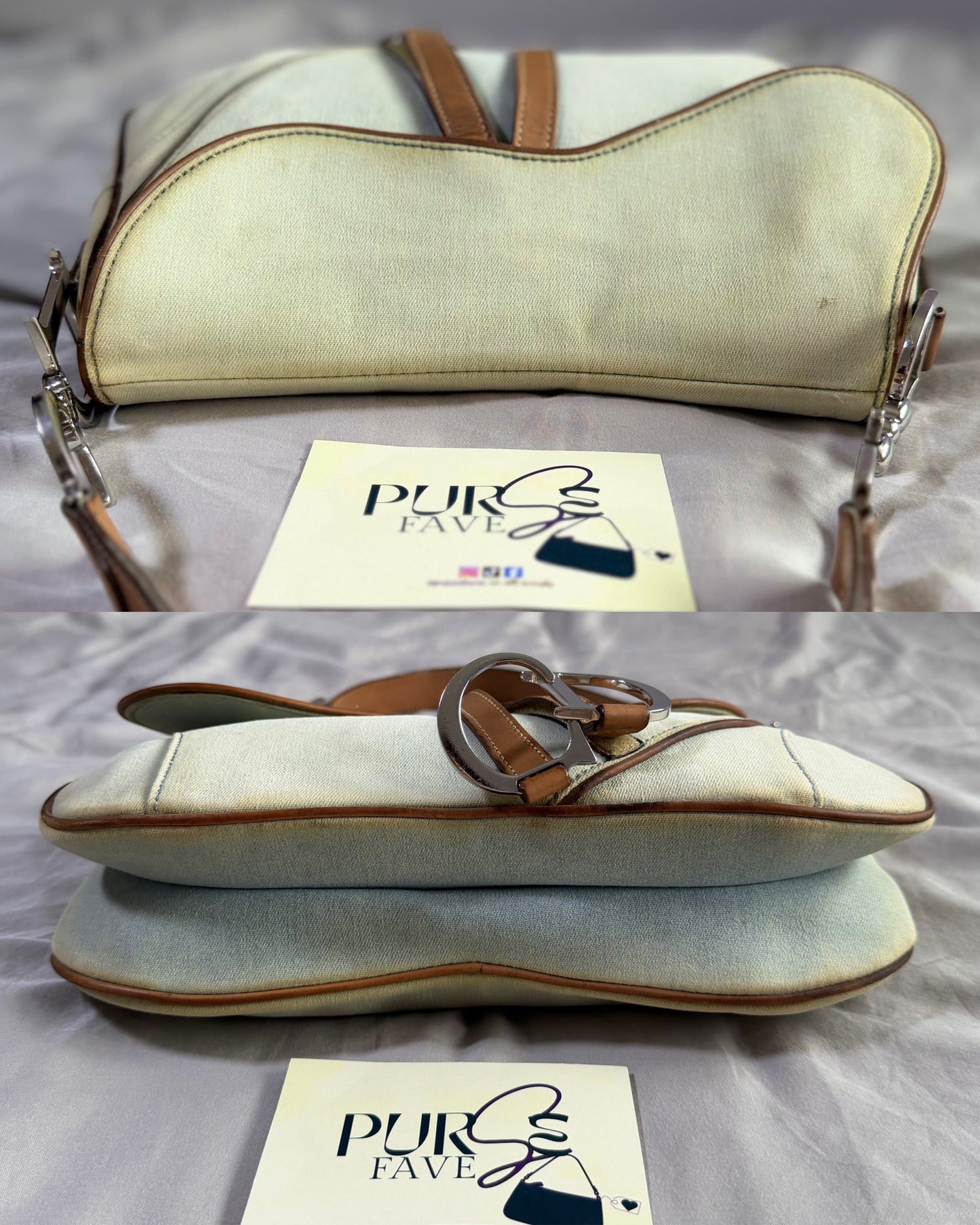 Authentic Vintage Christian Dior by John Galliano Double Saddle Denim Bag