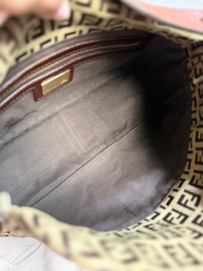 Fendi Zucchino Double Flap Baguette