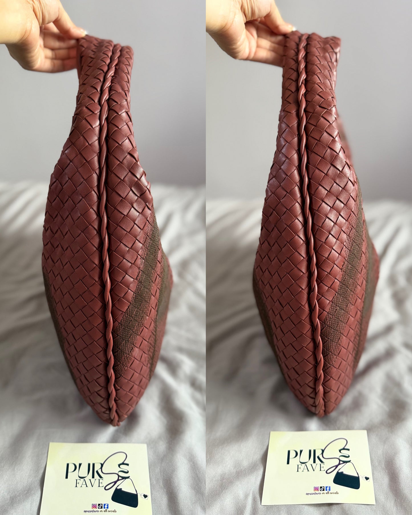 Authentic Vintage Bottega Veneta Burgundy Intrecciato Woven Nappa Leather Embroidered Large Hobo Bag