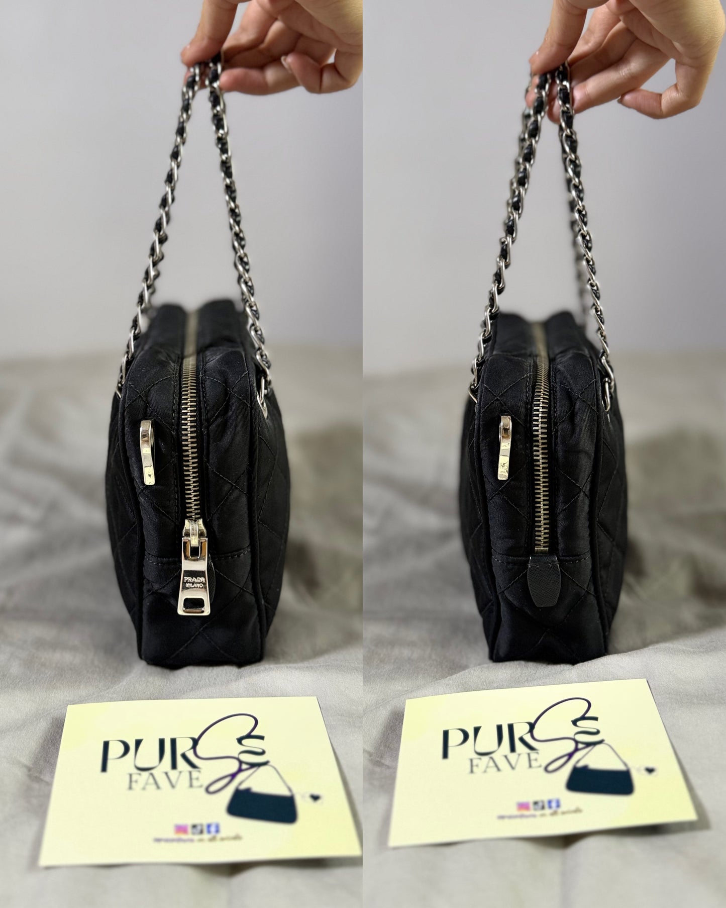 Authentic PRADA Nylon Tessuto Impuntu Quilted Black Bandoliera Mini Top Handle Bag