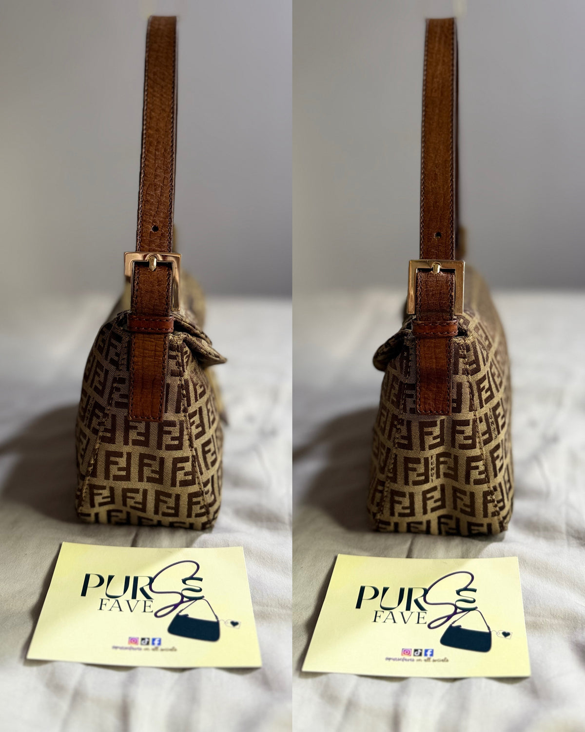 Fendi Zucchino Double Flap Baguette