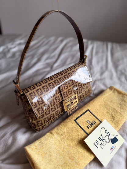 Fendi Zucchino Gold Vinyl Baguette