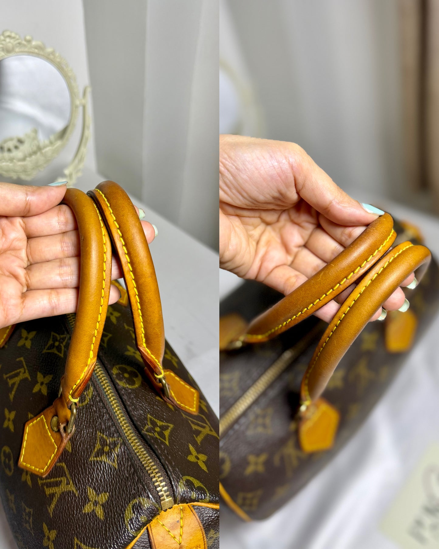 Authentic LOUIS VUITTON Speedy 25 Brown Monogram Canvas Satchel Handbag