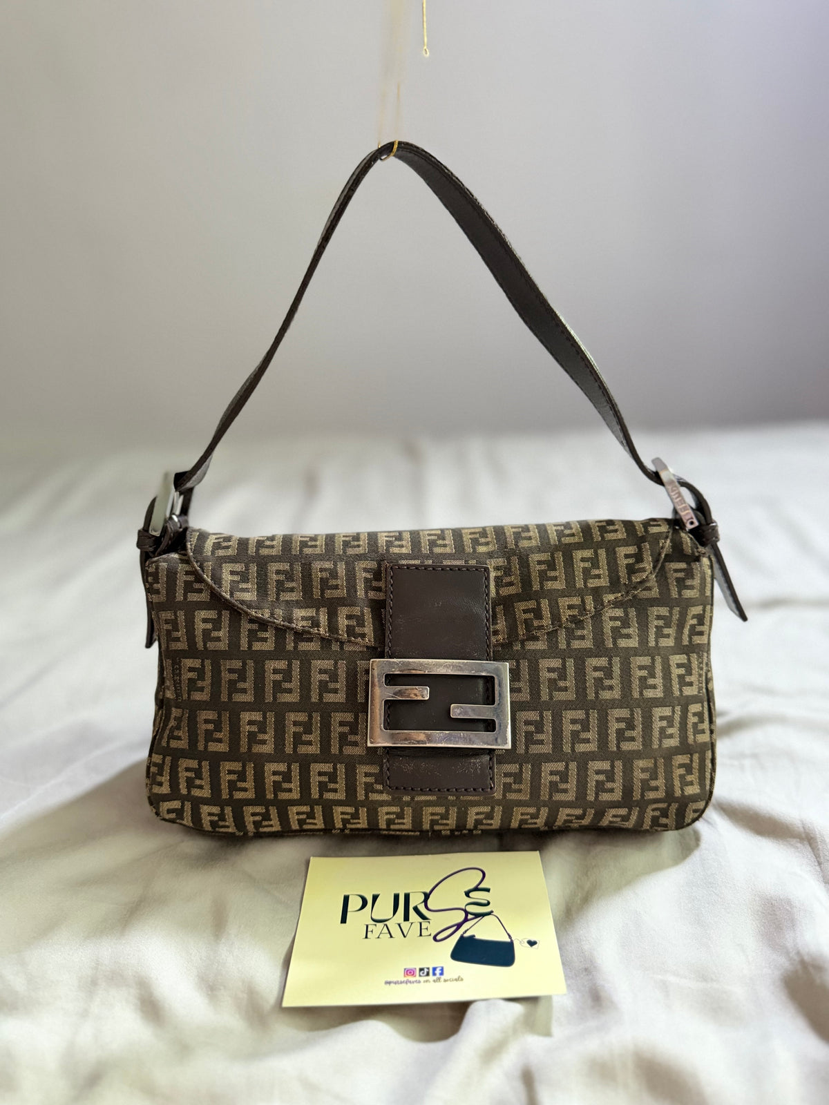 Fendi Zucchino Double Flap Baguette