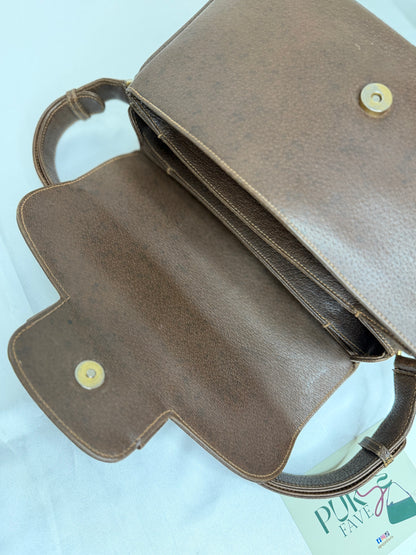 Authentic GUCCI 1955 Vintage Horsebit Shoulder & Crossbody Bag Brown Grained Leather | Mixed Gold & Silver Hardware