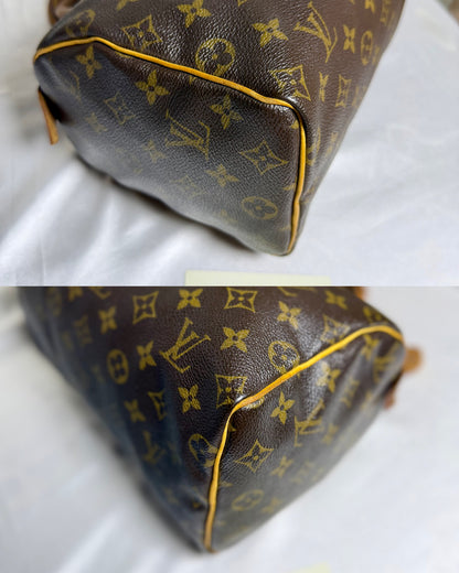 Authentic LOUIS VUITTON Speedy 25 Brown Monogram Canvas Satchel Handbag
