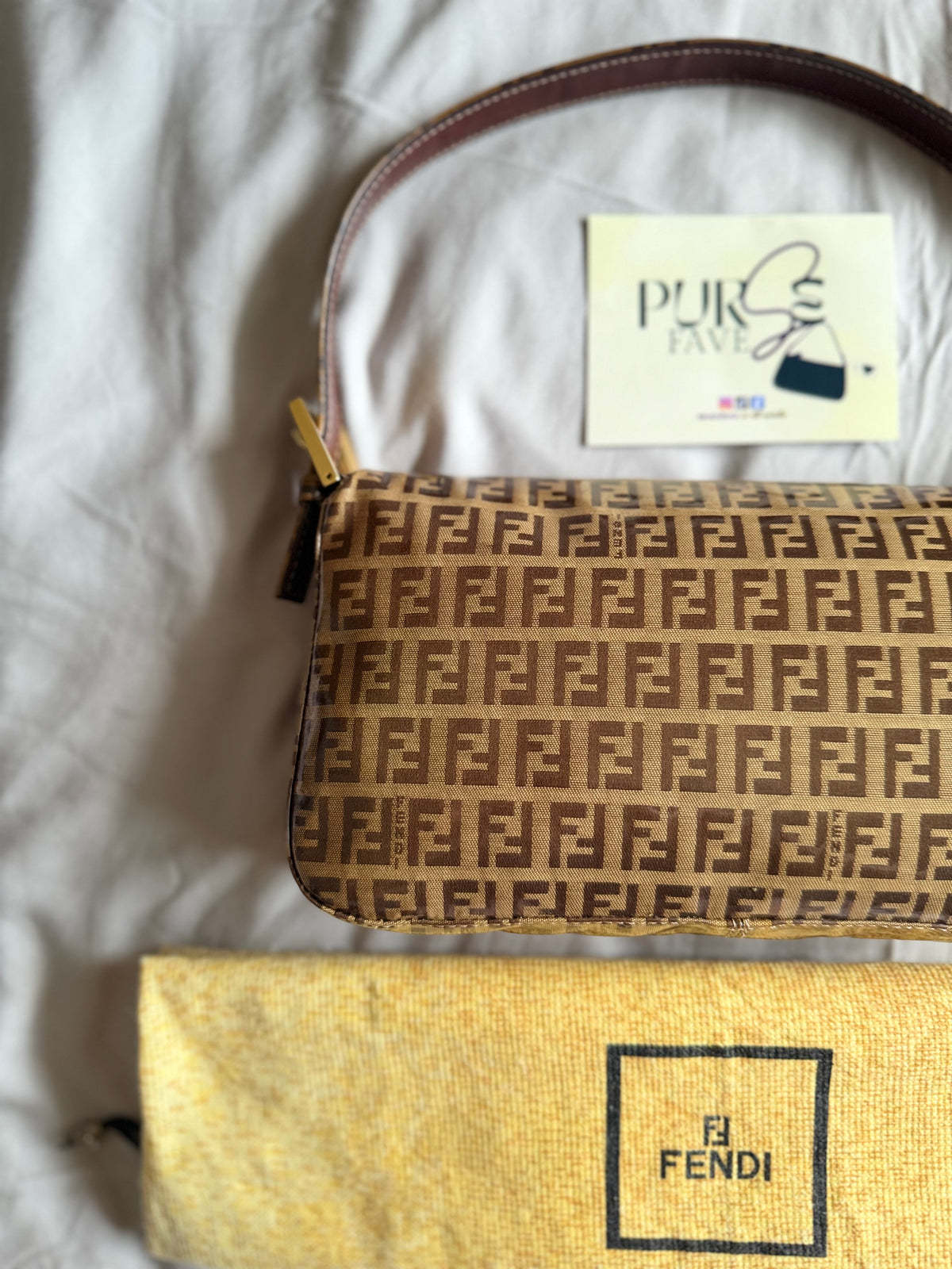 Fendi Zucchino Gold Vinyl Baguette