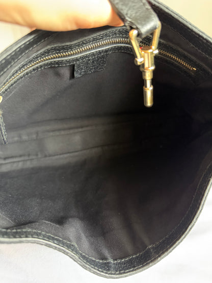 Authentic GUCCI Jackie 1961 Medium Black GG Monogram Canvas Hobo Shoulder Bag