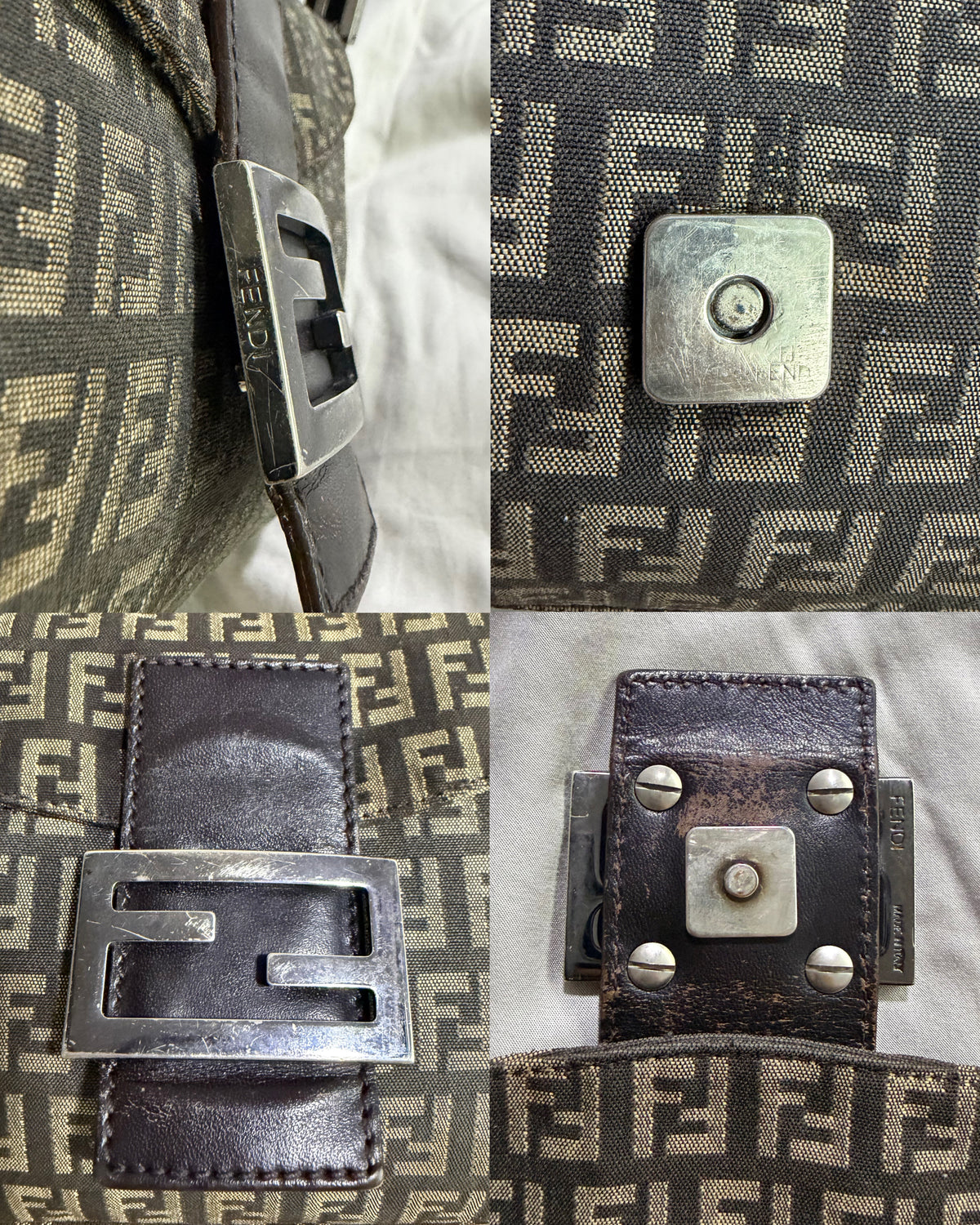 Fendi Zucchino Double Flap Baguette