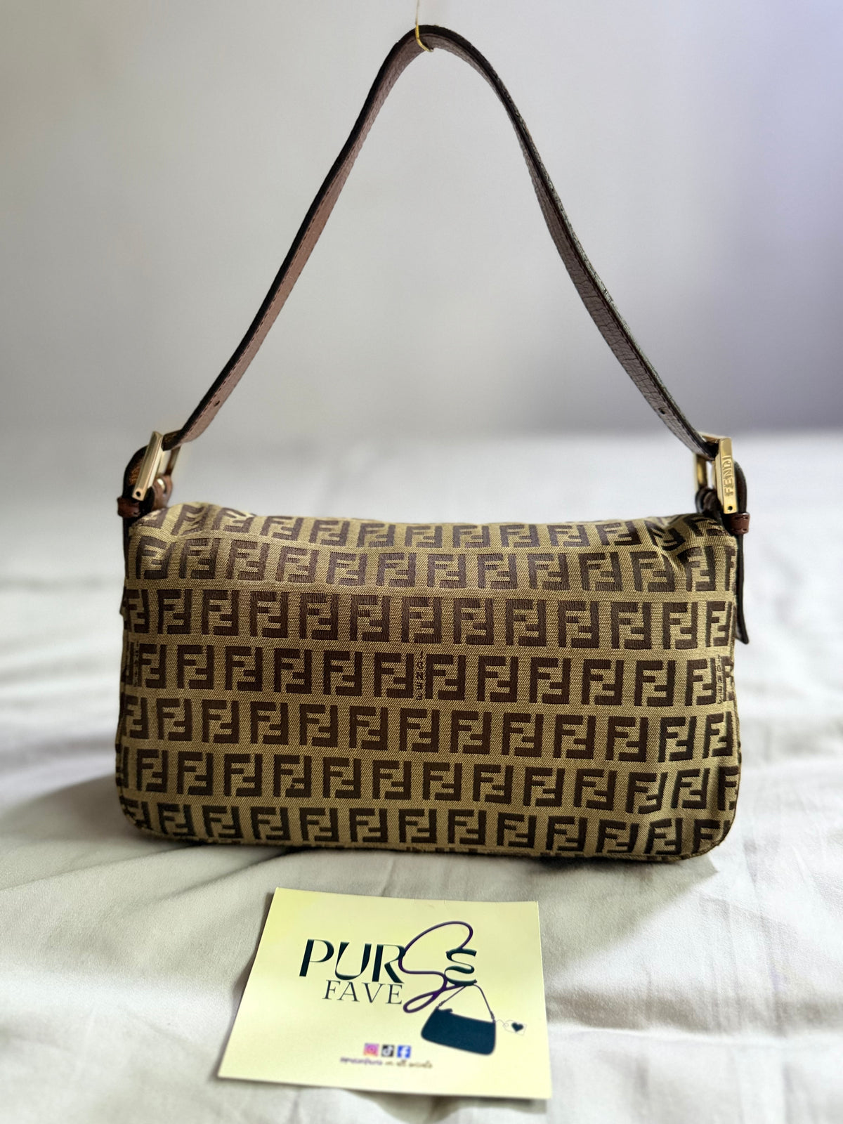 Fendi Zucchino Double Flap Baguette