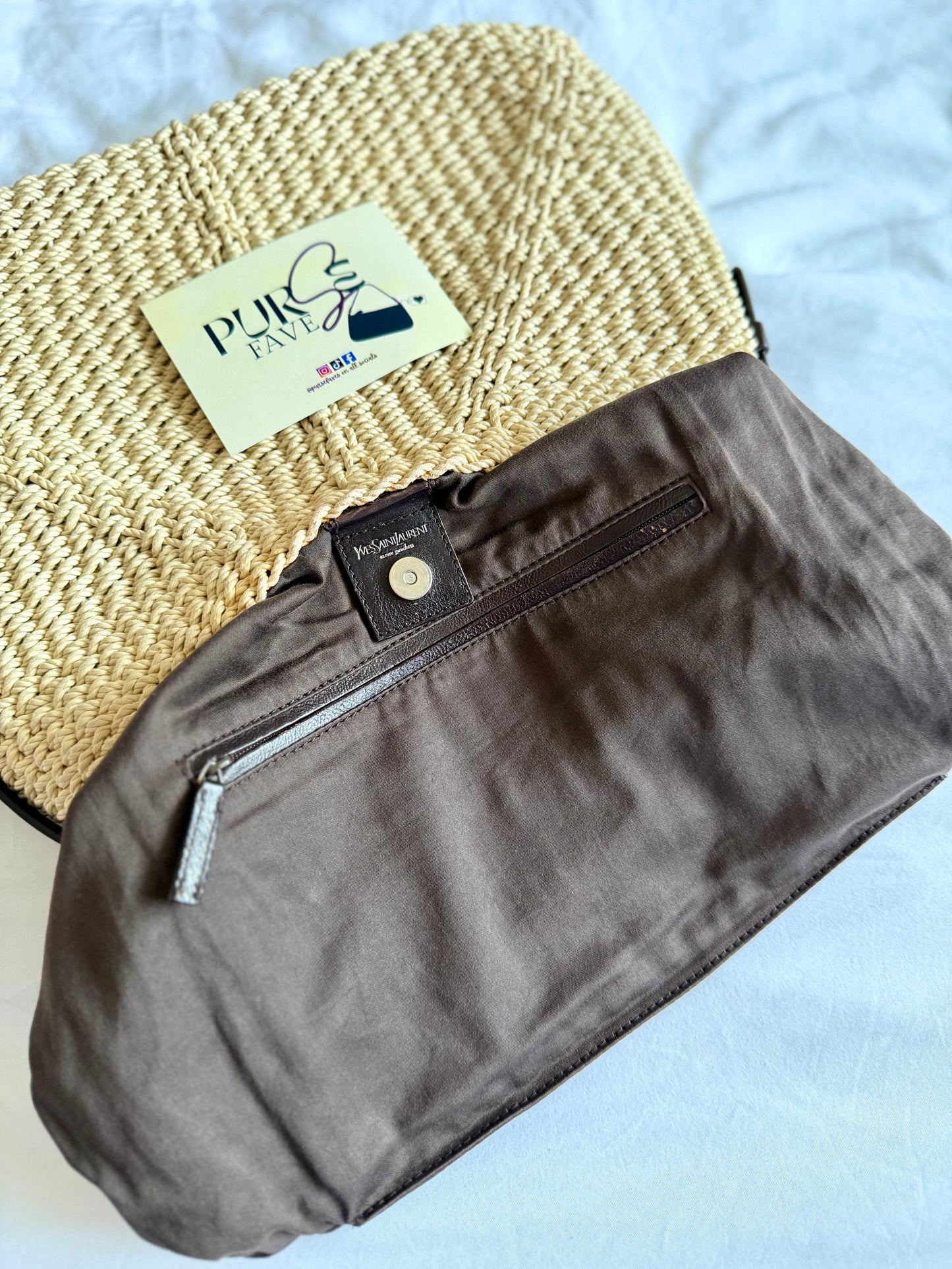 Authentic Vintage YVES SAINT LAURENT Mombasa Raffia by Tom Ford Horn Hobo Shoulder Bag