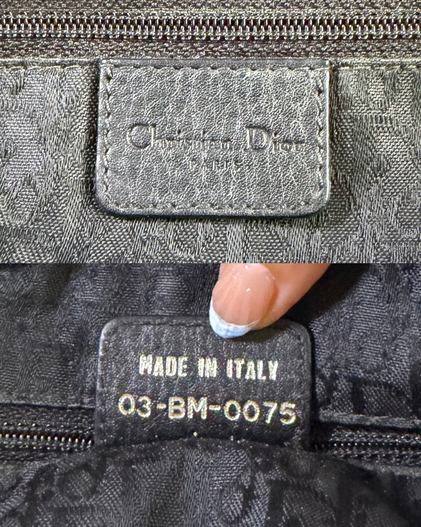 Authentic CHRISTIAN DIOR Spellout D-Charm Black Leather Bowler Boston Shoulder Bag