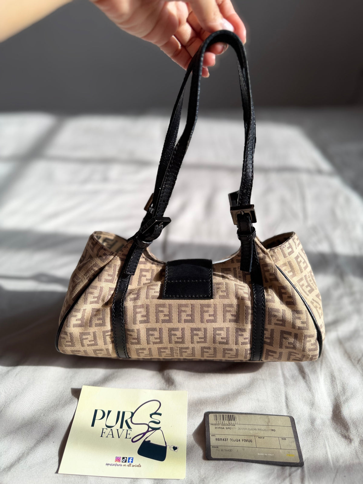 Fendi Zucchino Mini Borsa Sporty Baguette