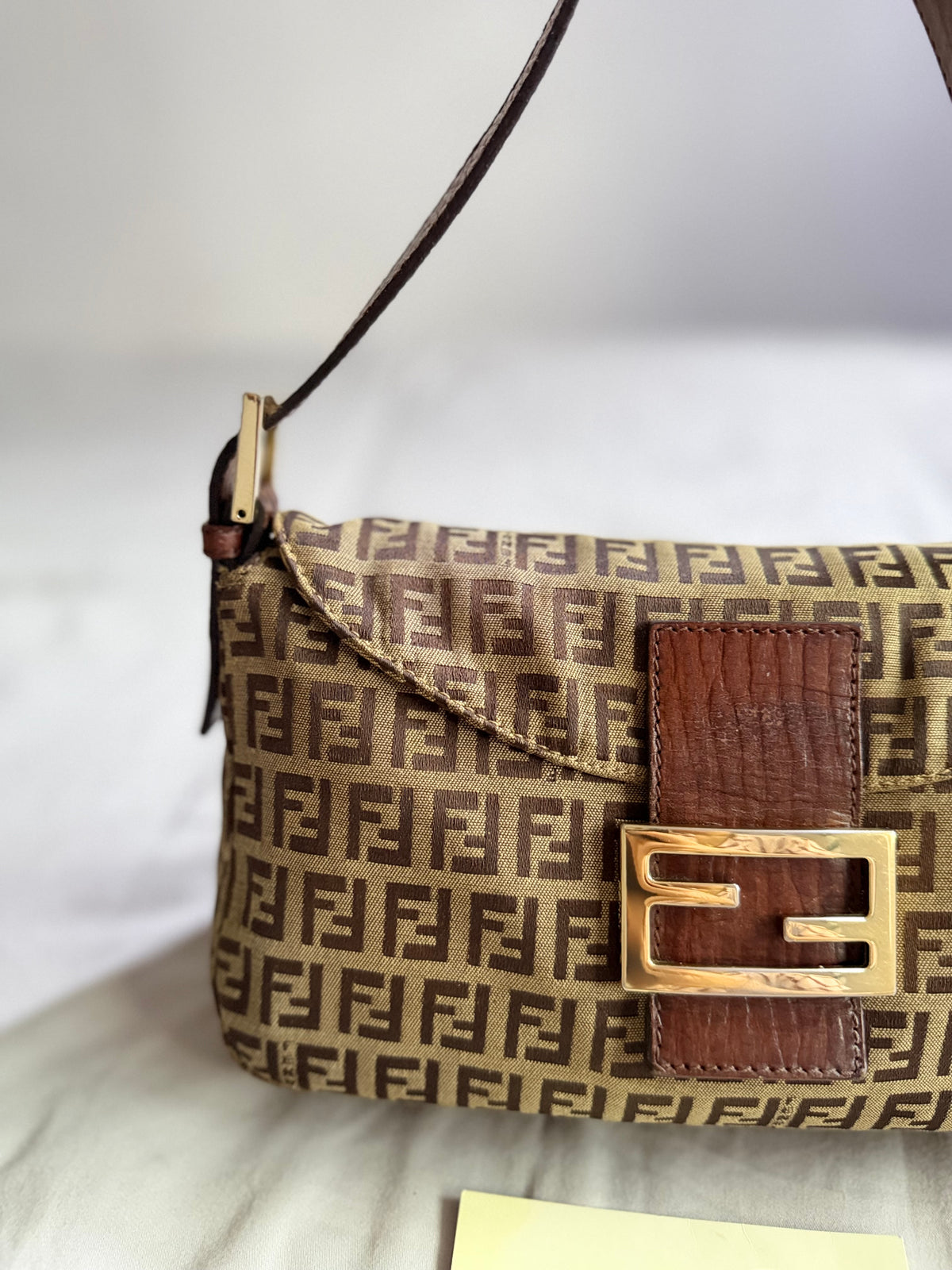 Fendi Zucchino Double Flap Baguette