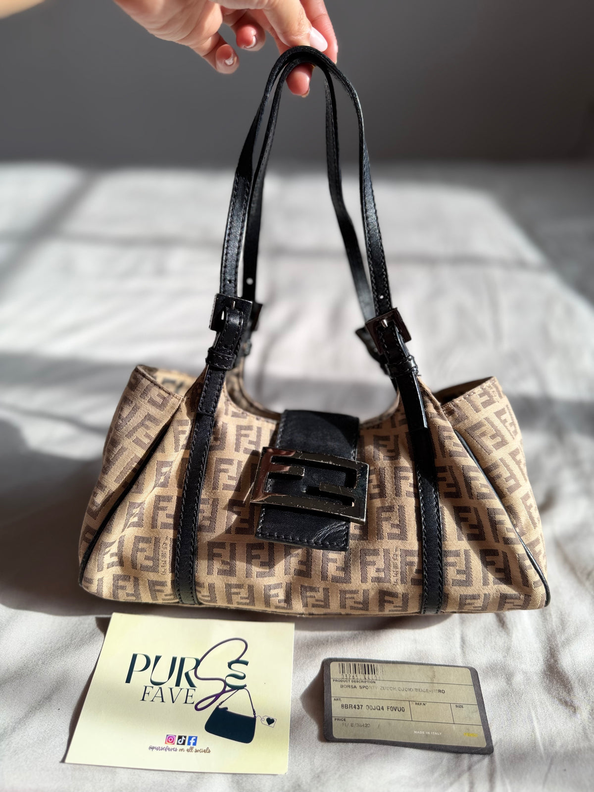 Fendi Zucchino Mini Borsa Sporty Baguette