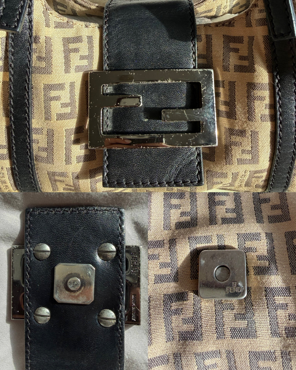 Fendi Zucchino Mini Borsa Sporty Baguette