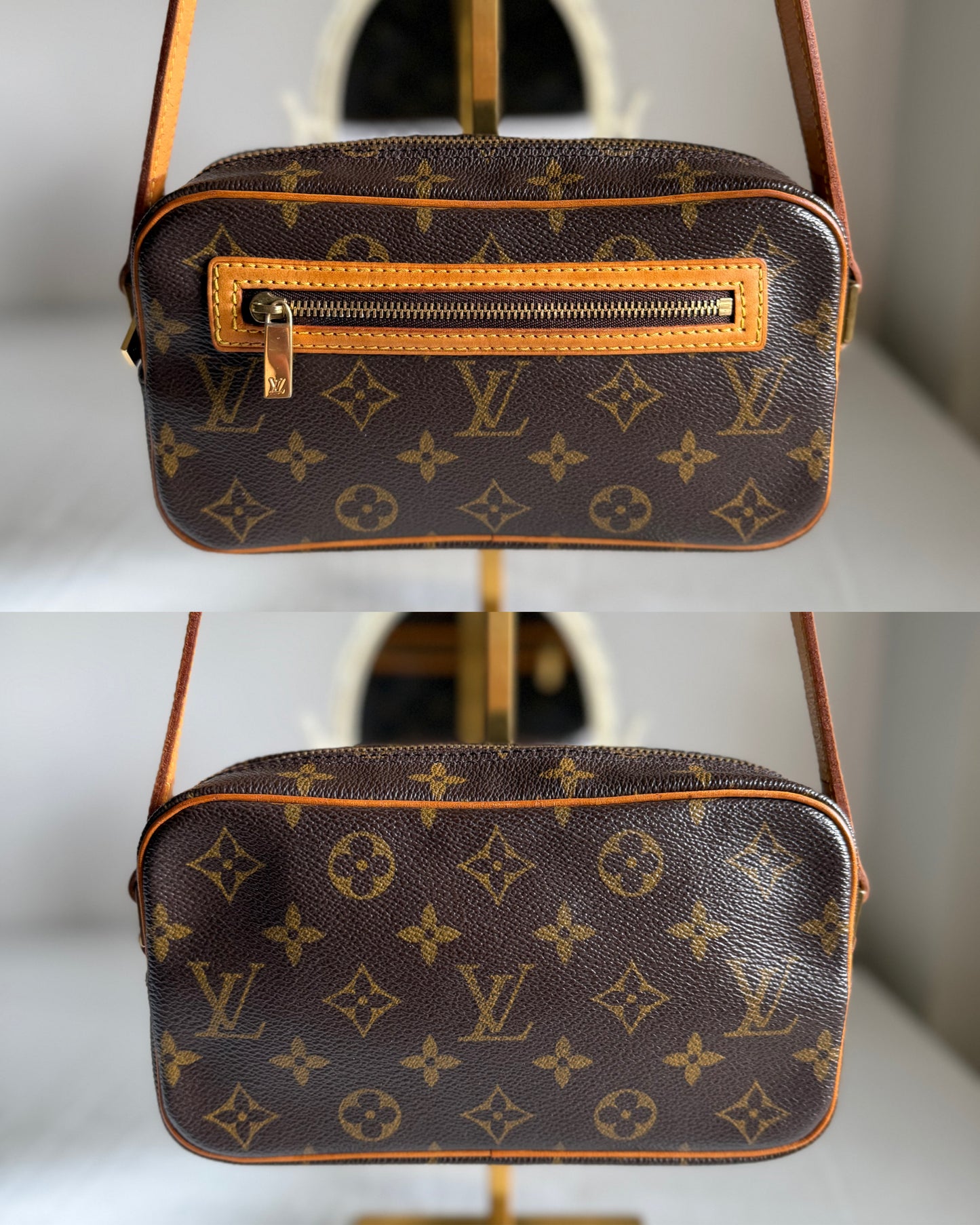 Authentic LOUIS VUITTON Pochette Cité Brown Monogram Canvas Shoulder Bag