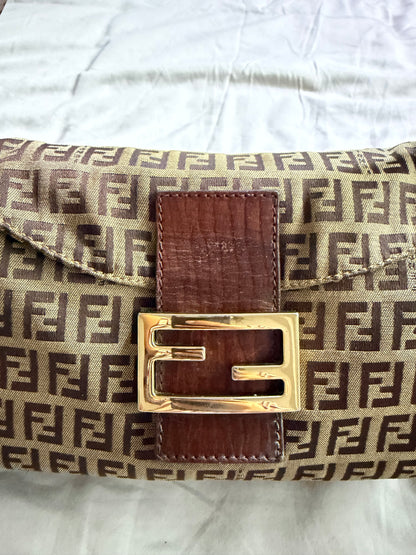 Fendi Zucchino Double Flap Baguette