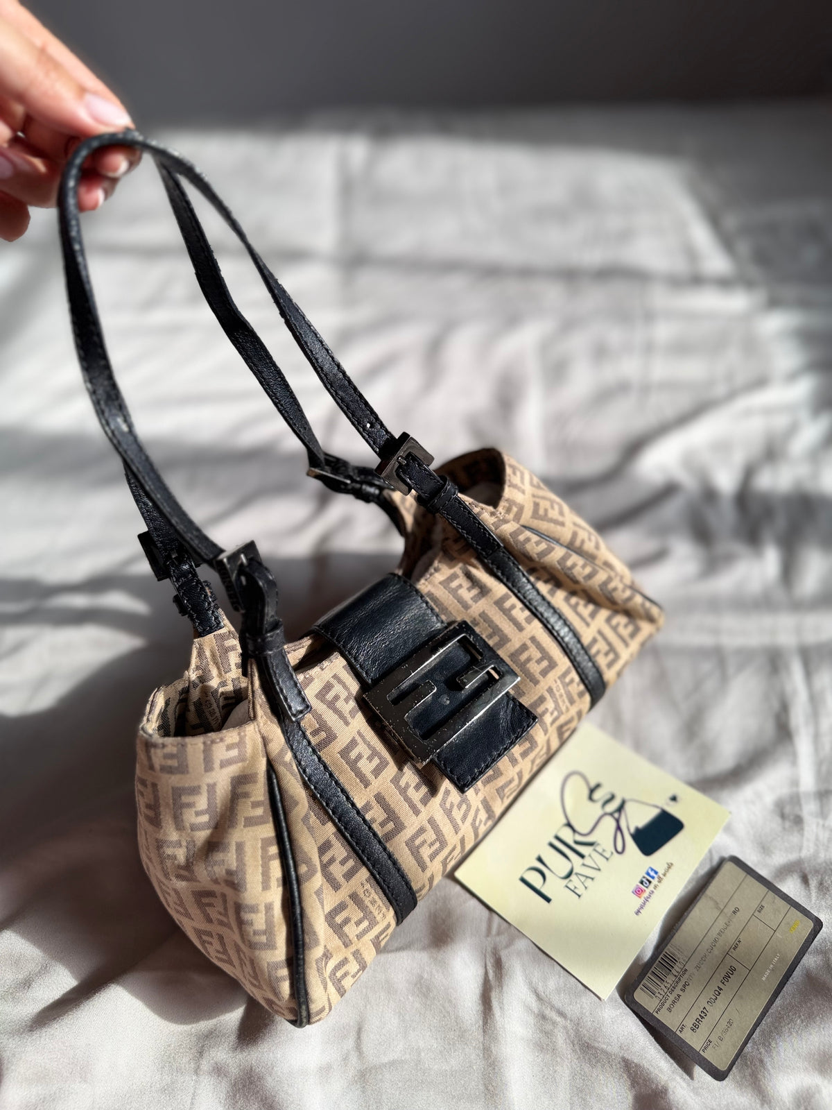 Fendi Zucchino Mini Borsa Sporty Baguette