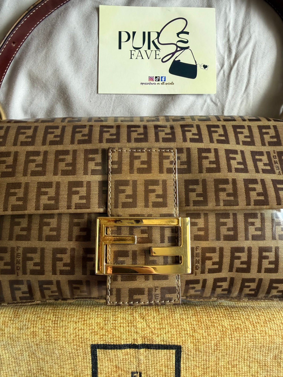 Fendi Zucchino Gold Vinyl Baguette