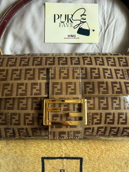 Fendi Zucchino Gold Vinyl Baguette