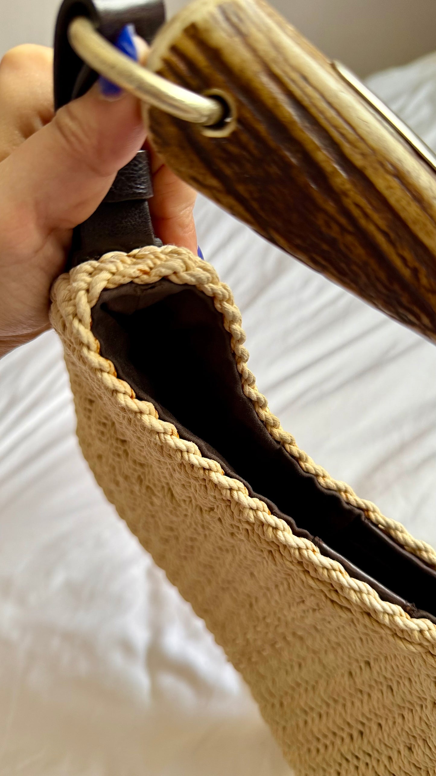 Authentic Vintage YVES SAINT LAURENT Mombasa Raffia by Tom Ford Horn Hobo Shoulder Bag