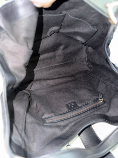 Authentic GUCCI Brocade Black Nubuck & Suede Soft Horsebit Stirrup Tote