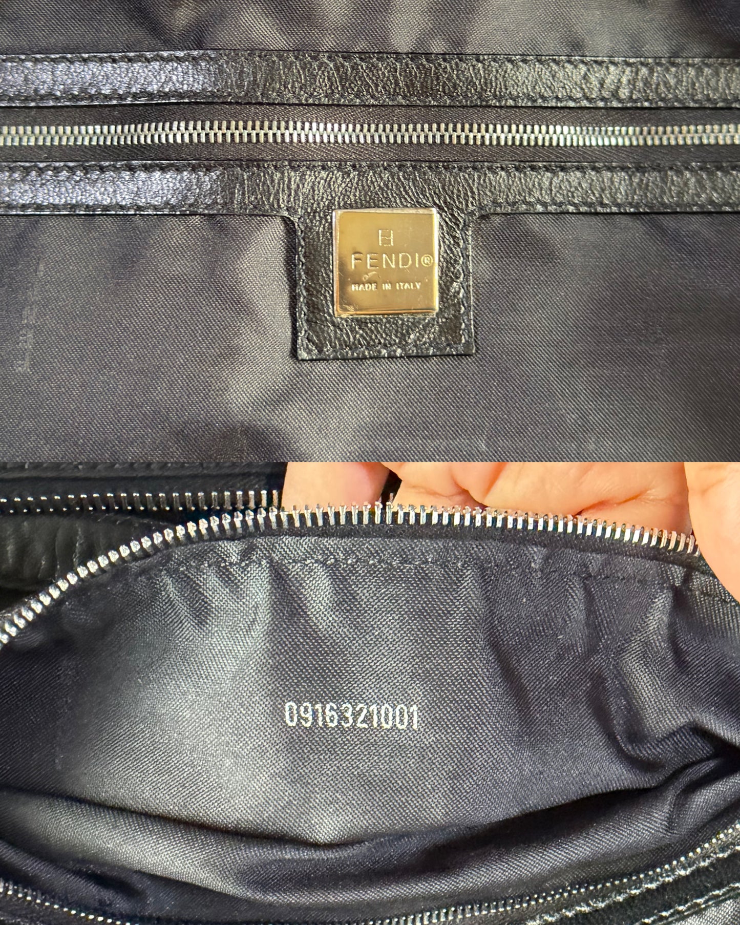 Authentic FENDI Half-Moon Croissant Black Neoprene Baguette Bag