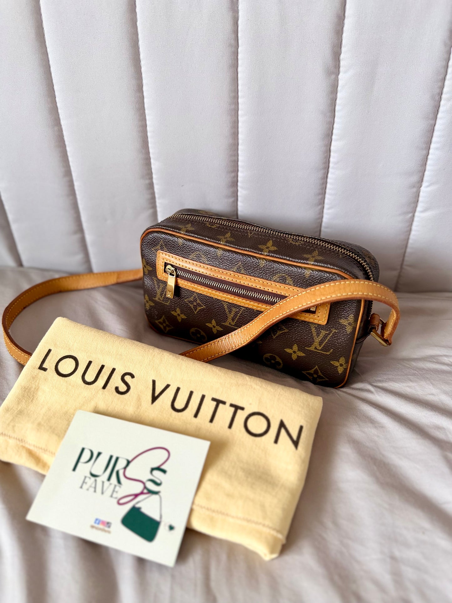 Authentic LOUIS VUITTON Pochette Cité Brown Monogram Canvas Shoulder Bag