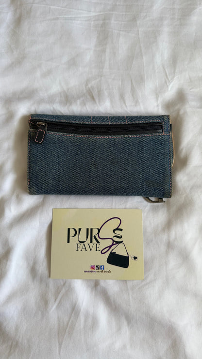 Authentic Vintage CHRISTIAN DIOR Blue Denim Saddle Trifold Wallet