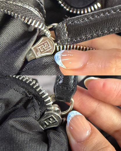 Authentic FENDI Half-Moon Croissant Black Neoprene Baguette Bag