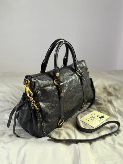 Authentic MIU MIU Vitello Lux Fomo Bow Satchel Crossbody Bag