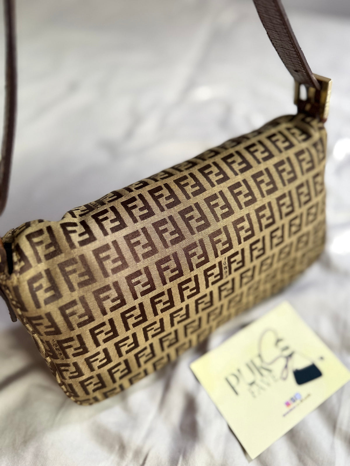 Fendi Zucchino Double Flap Baguette