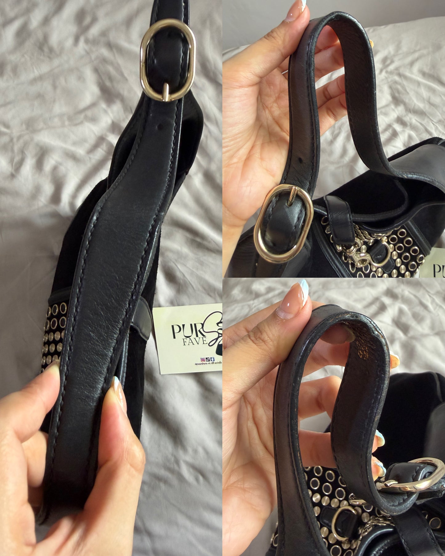 Authentic Vintage Gucci by Tom Ford Black Suede Studded Jackie Bouvier Medium Hobo Bag
