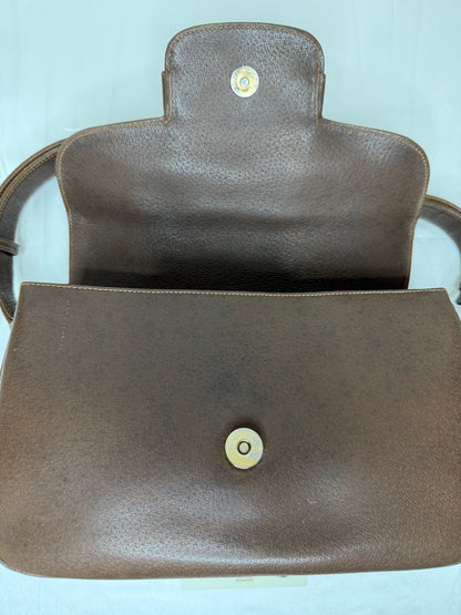 Authentic GUCCI 1955 Vintage Horsebit Shoulder & Crossbody Bag Brown Grained Leather | Mixed Gold & Silver Hardware
