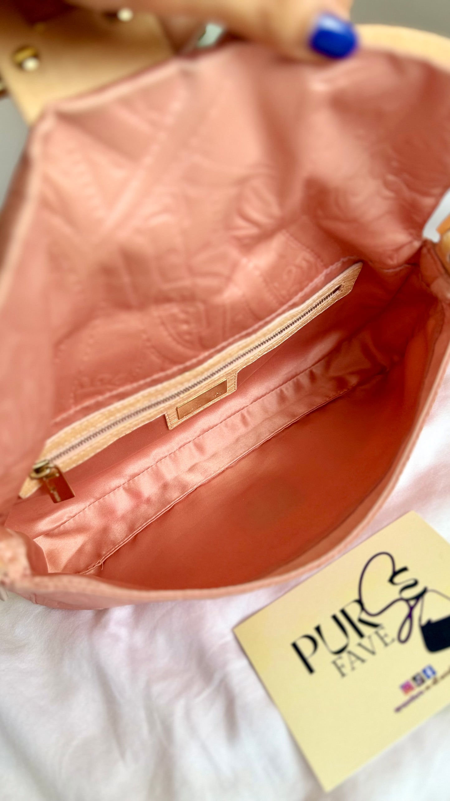Authentic Vintage Fendi Baguette Pink Silk 3D Embossed Floral Swirl Pattern