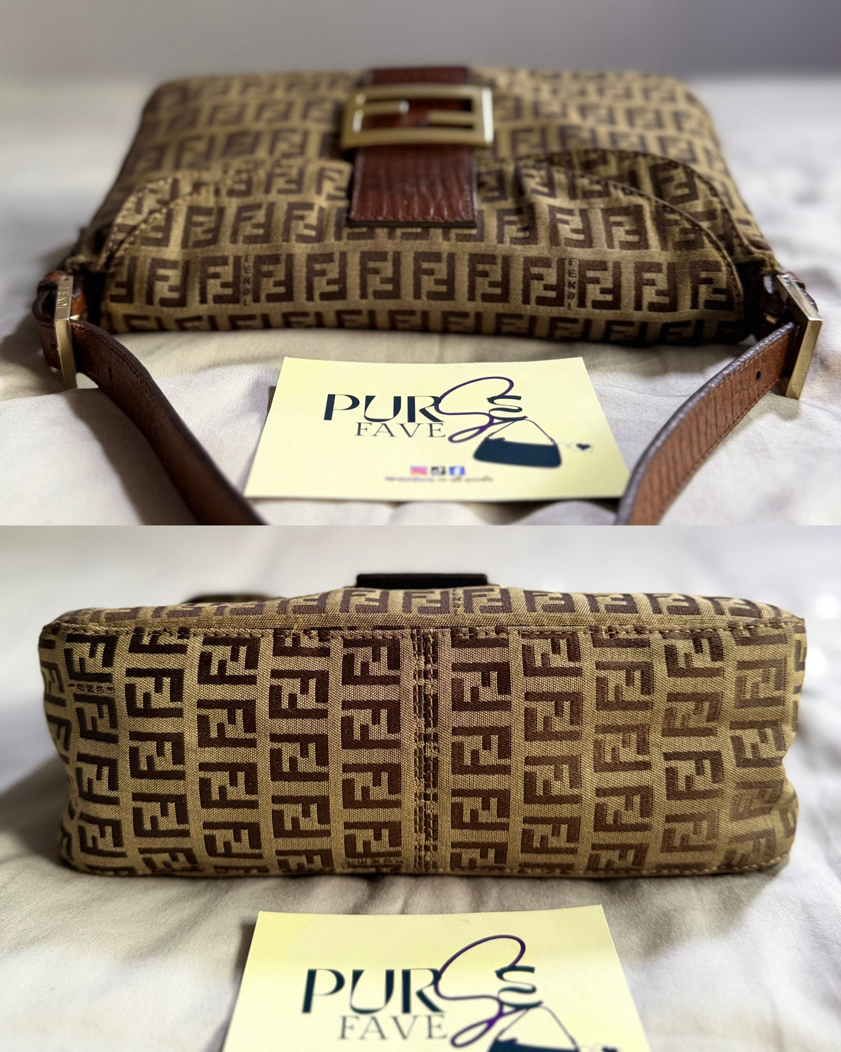 Fendi Zucchino Double Flap Baguette